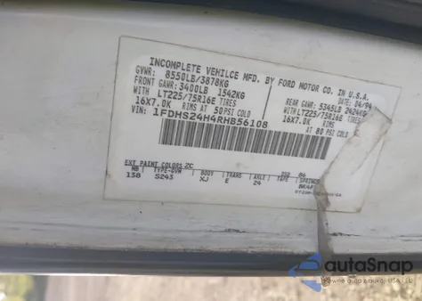 1994 Ford Econoline E250 Super Duty Van from USA, damaged, VIN 1FDHS24H4RHB56108